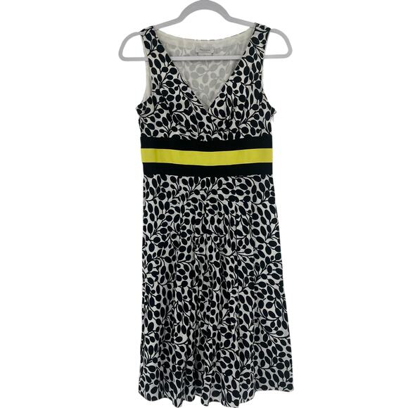 Van Heusen Y2K Babydoll Sleeveless Dress Sz 4 Preppy Office Leaf Midi Retro Mod - Picture 1 of 15